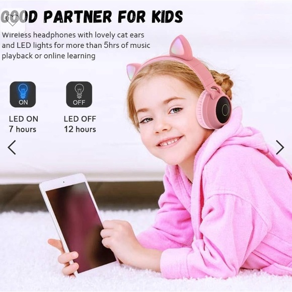 Cat Ears Headphones LED Light Bluetooth Stereo Wireless, Mic different features - Picture 4 of 11